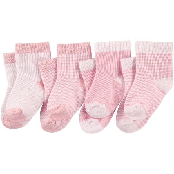slide 1 of 1, Luvable Friends Baby Girl Socks Set, Light Pink White Light Pink White - 12-24 Months