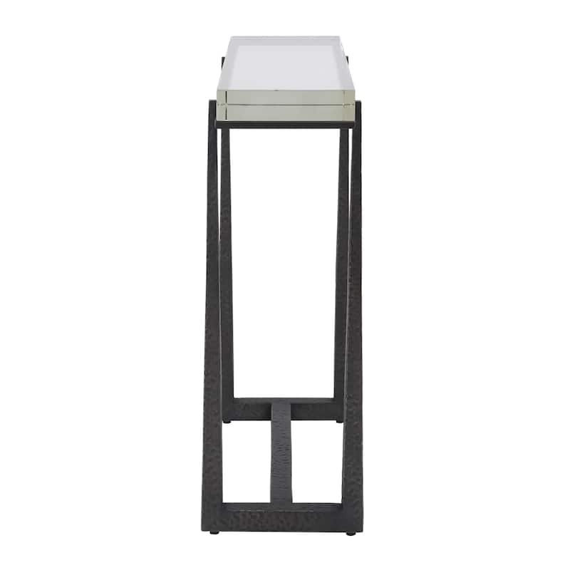 Iron Accent Table with Crystal Top - 24"