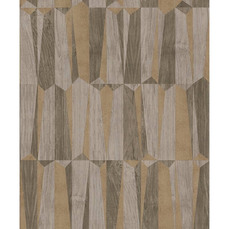 Galerie Wallcoverings Fusion Collection Geo Point Wood Effect Non-woven Matte Wallpaper Roll - 33 feet x 21 inches - Brown