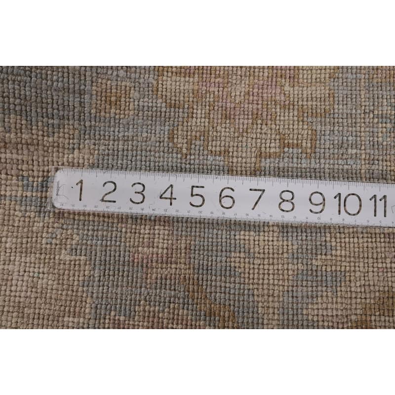 Vegetable Dye Oushak Turkish Runner Rug Handmade Floral Wool Carpet - 3'1"x 11'6"