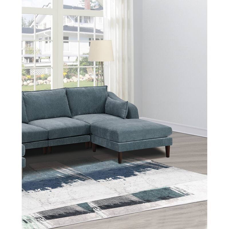 6pcs Modular Sectional Set, Grayish Fabric, U-Shaped, 120x60x31 inches