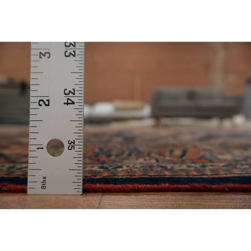 Hand Knotted Oriental 100% Wool Carpet Traditional Floral Navy Blue & Blues Kashan (Dabir) Area Rug - 7' 1'' X 4' 2''