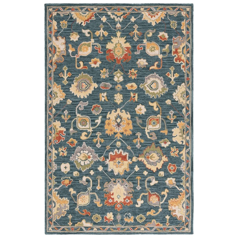 SAFAVIEH Handmade Metro Gilette French Country Floral Wool Rug - 3' x 5' - Dark Grey/Red