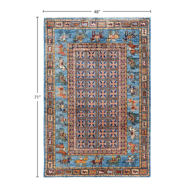 Serapi One-of-a-Kind Hand-Knotted Area Rug - Blue - 4' 0" x 5' 11"