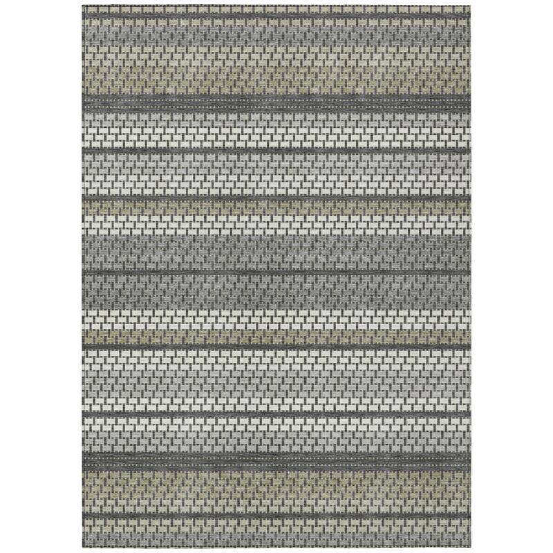 Machine Washable Indoor/ Outdoor Boho Stripe Chantille Rug