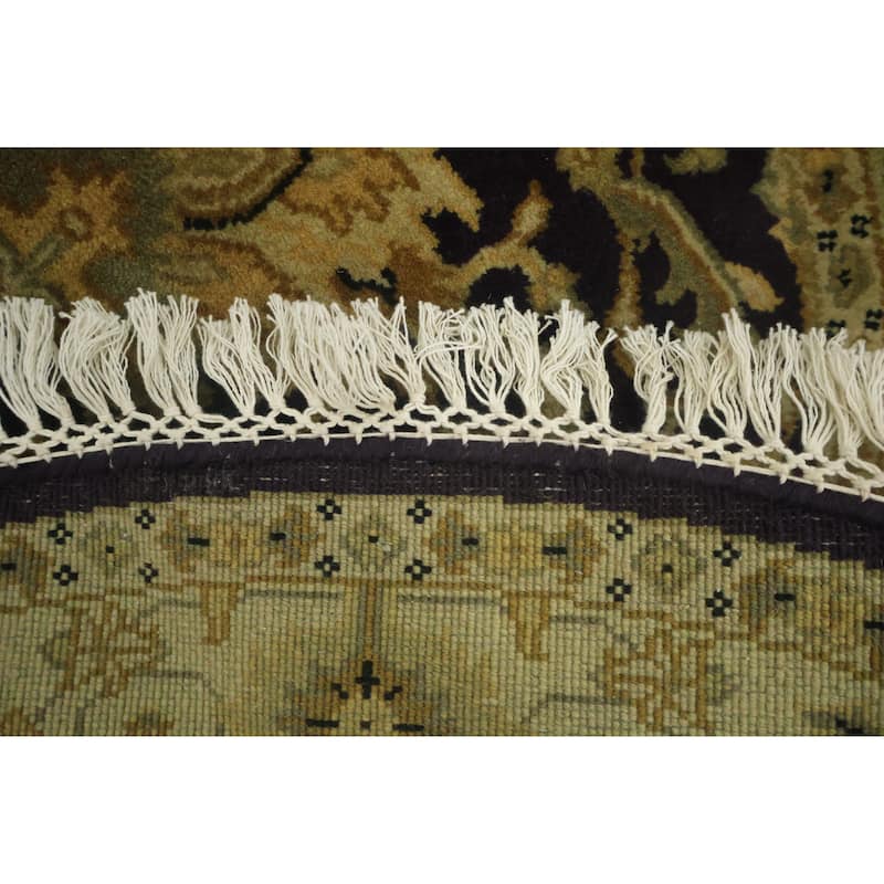 Hand Knotted Oriental 100% Wool Carpet Traditional All-Over Black Agra Area Rug - 4' 0'' X 4' 0''