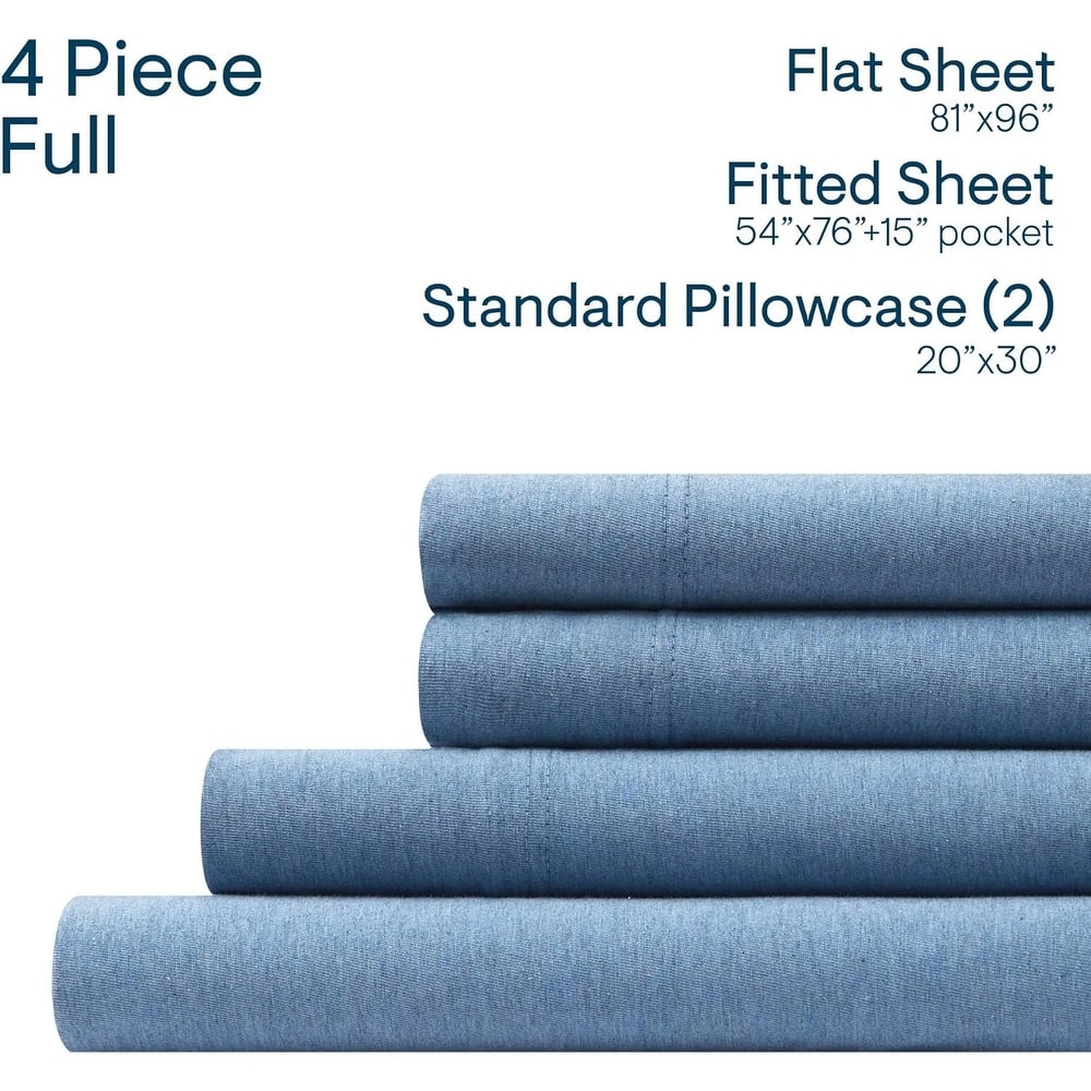 Aeropostale Super Soft Heather Blue Jersey Knit Sheet Set All-Season Comfort