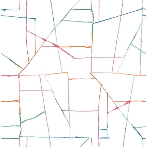 slide 2 of 5, Seabrook Designs Day Dreamers Geo Creative Unpasted Wallpaper 20.5 in. W x 33 ft. L - Orange, Pink, and Green