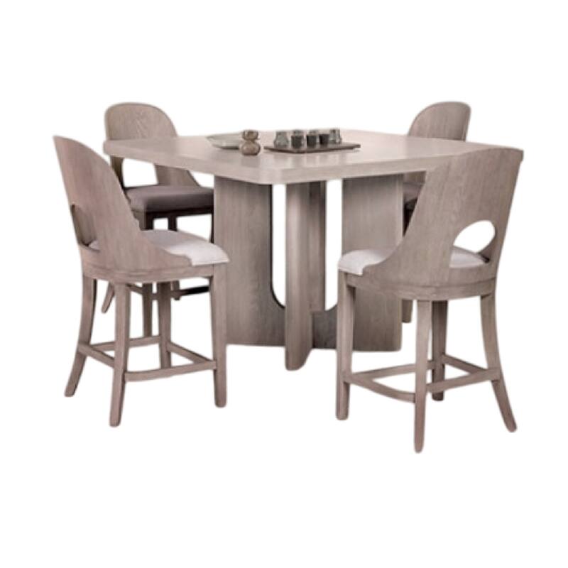 Zoko 7pc Counter Height Dining Table Set, 6 Seater, White Wash Oak