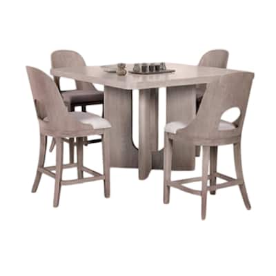 Zoko 7pc Counter Height Dining Table Set, 6 Seater, White Wash Oak