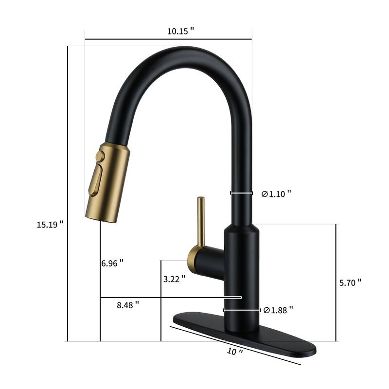 3-Function Single Handle Pull Down Sprayer Kitchen Faucet