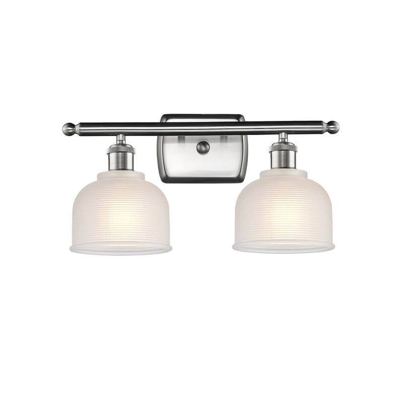 Innovations Lighting Dayton 2 Light 16" Wide Bathroom Vanity Light - Brushed Satin Nickel / White