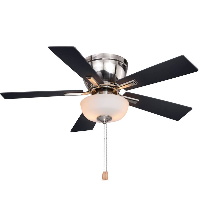 Lisbon 42-in. Flush Mount Hugger Ceiling Fan with LED Light Kit and Pull Chain