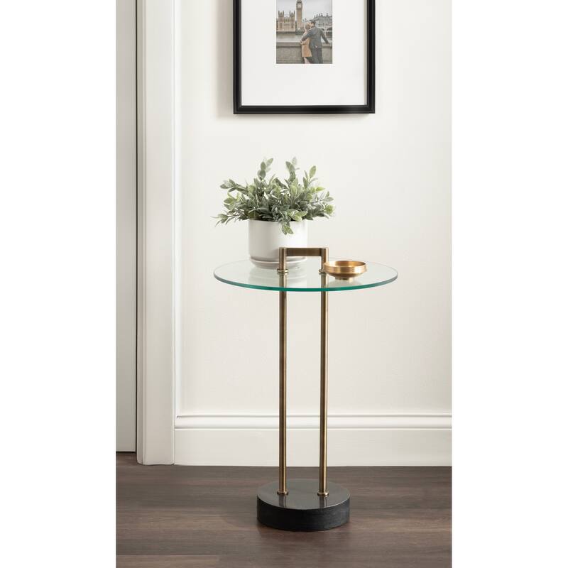 Kate and Laurel Cerullo Glass Metal and Marble Side Table