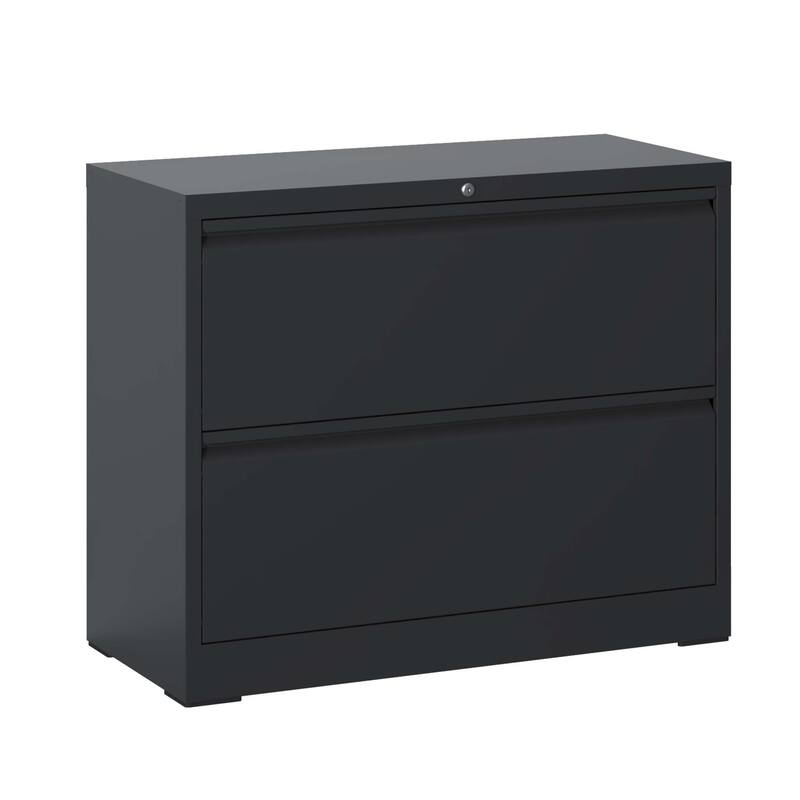 2 Drawer Lateral File Cabinet,Black Filing Cabinet with Lock, Lockable File Cabinet for Home Office,Locking Metal File Cabinet