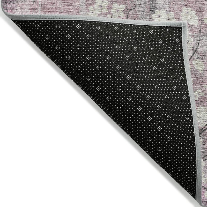 Machine Washable Indoor/ Outdoor Modern Floral Chantille Rug