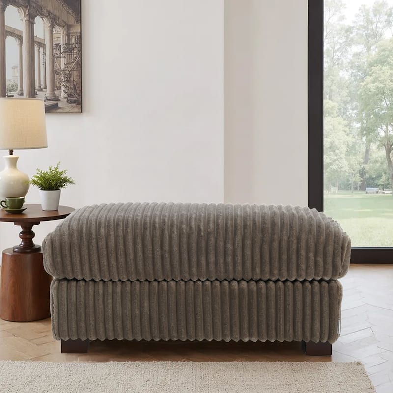 Modern Interior Rectangle Faux Fur Ottoman