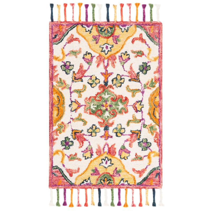 SAFAVIEH Handmade Blossom Amke Modern Floral Wool Rug - 2' x 3' - Ivory/Multi