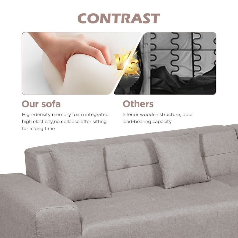 Outdoor Modern Sectional Sofa with L-Shape Chaise, Minimalist Modular Couch, No Assembly Required