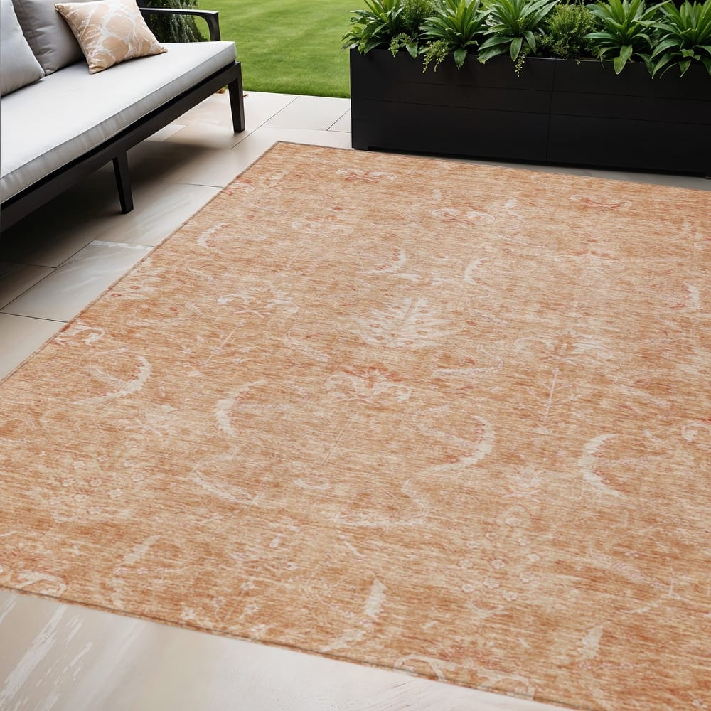 HomeRoots Damask Transitional Rectangle Outdoor Rug