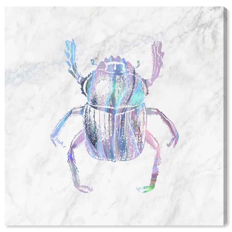 Wynwood Studio Canvas Animals Holo Beetle Gray and Metallic Gray Modern & Contemporary Wall Art Canvas Print