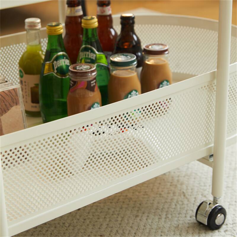 Movable Oval Metal Glass Coffee Table with Storage