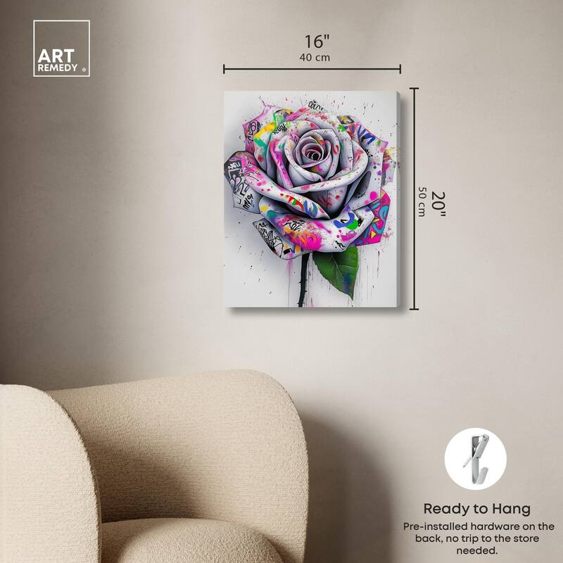Graffiti Rose Canvas by Art Remedy, Gallery Wrapped