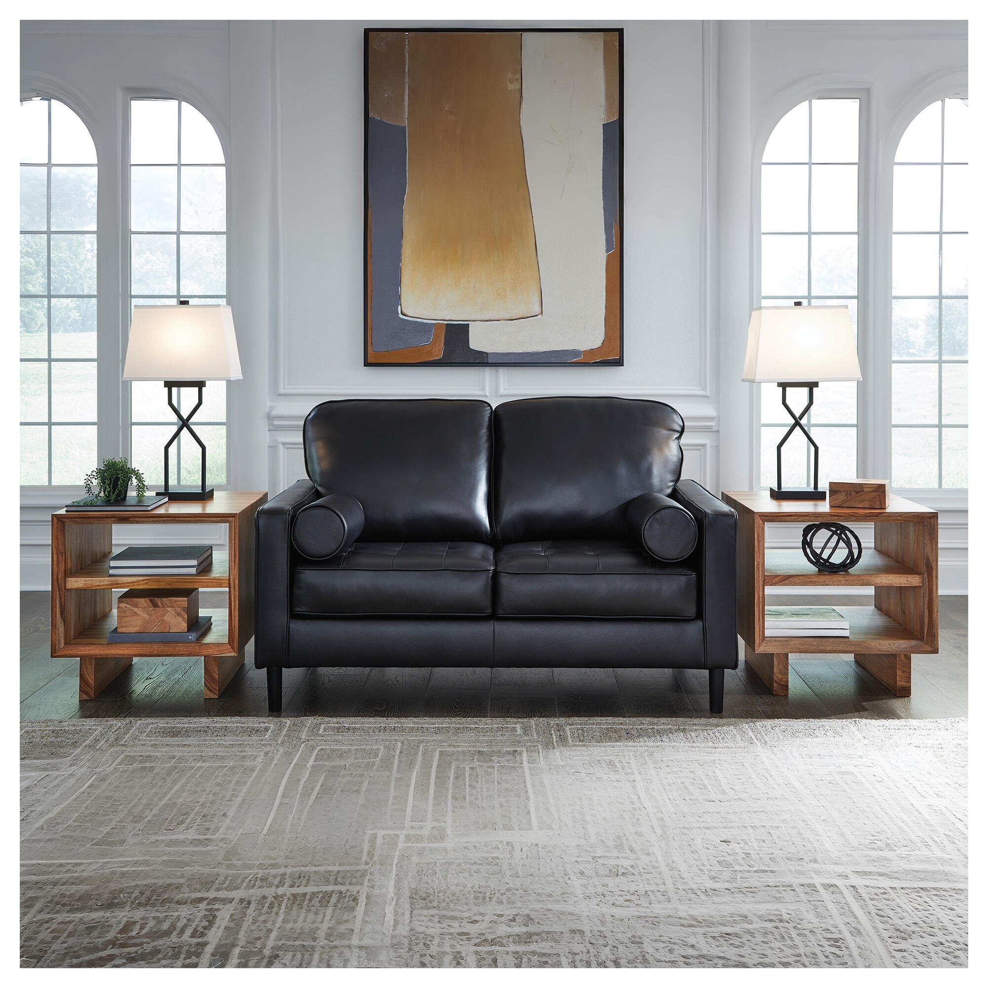Signature Design by Ashley Bryceview Black Loveseat - 61" W x 38" D x 39" H