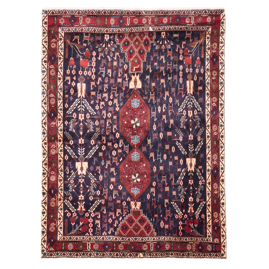 ECARPETGALLERY Hand-knotted Konya Anatolian Dark Navy Wool Rug - 5'1 x 6'9