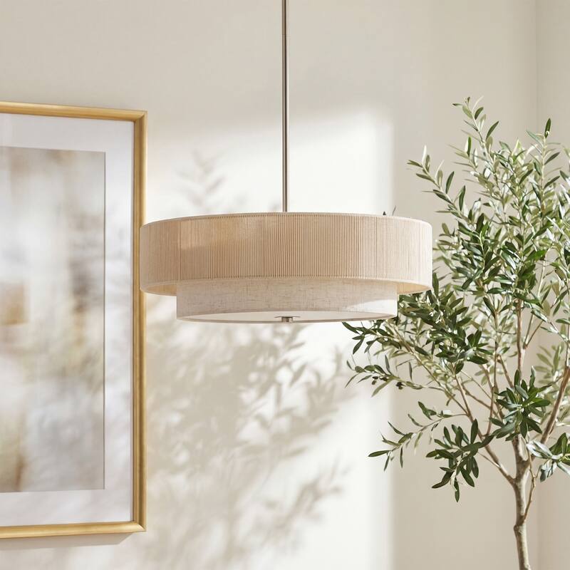 CO-Z 18 in 4-Light Dimmable Semi Flush Mount Fabric Ceiling Light Pendant - 18"