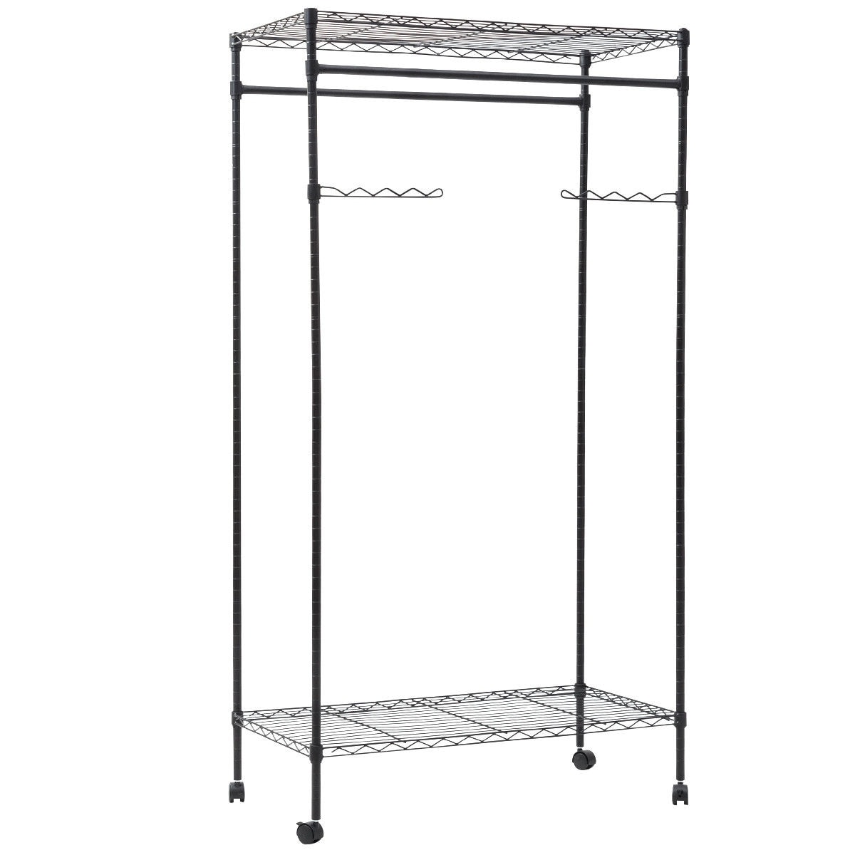 Shop Costway Garment Rack Double Hanging Clothes Rail Rolling