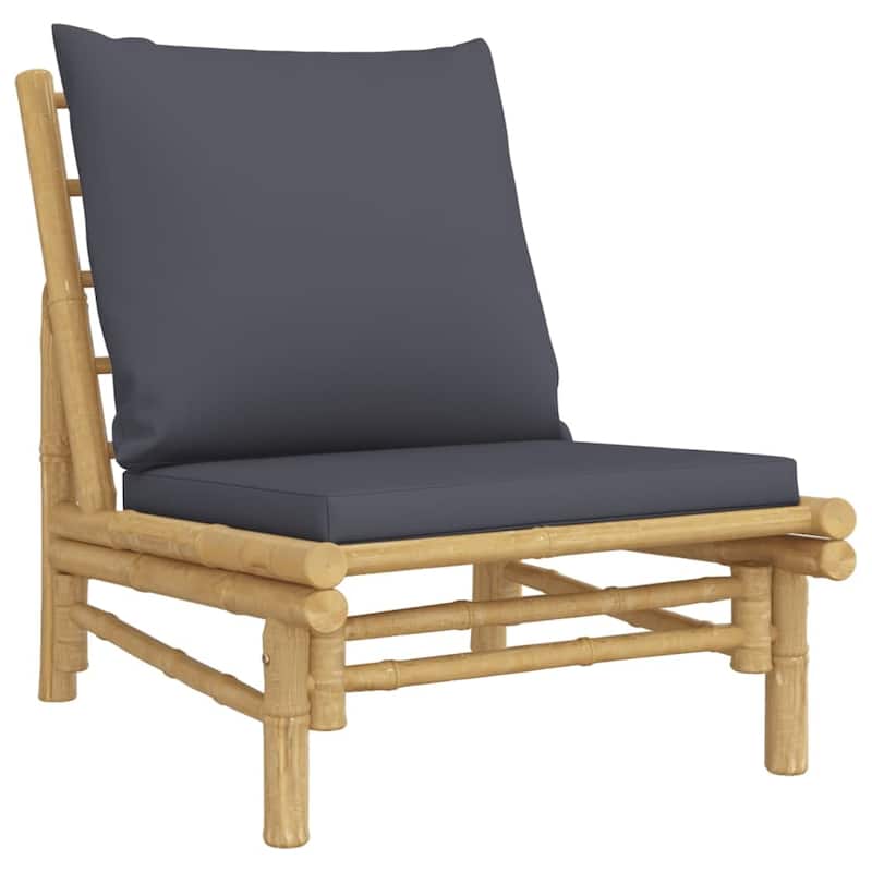 vidaXL 3/4/5 Piece Patio Lounge Set with Dark Gray Cushions Bamboo - 39.4" x 21.7" x 13"