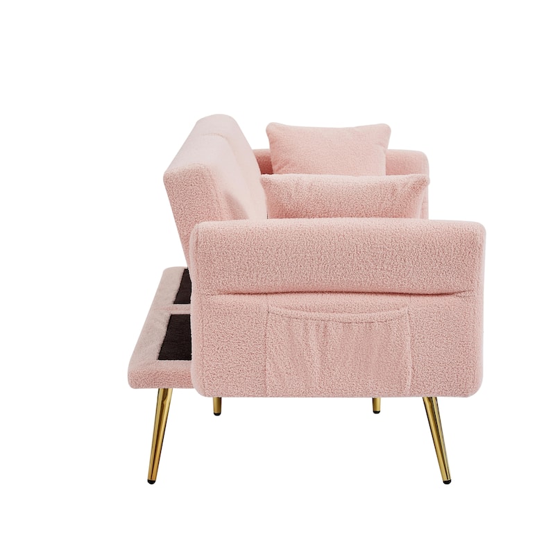Modern Loveseat Sofa Bed - Teddy Upholstery with Side Pocket