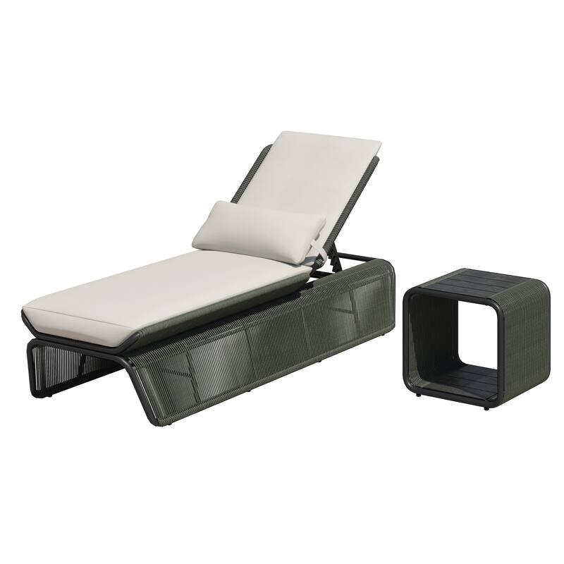 Corvus Corral 2-piece Adjustable Outdoor Wicker Chaise Lounge Set with Sunbrella Cushion - White