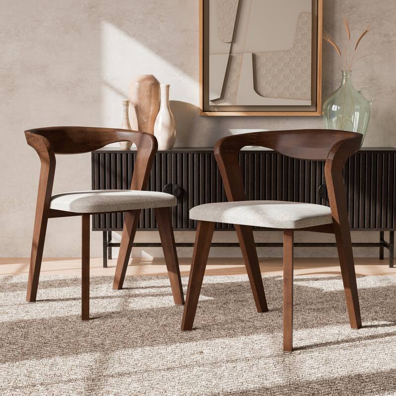 Furniture of America Abigail II Mid-century Modern Handcrafted Solid Hardwood Side Chair (Set of 2) - Rich Walnut