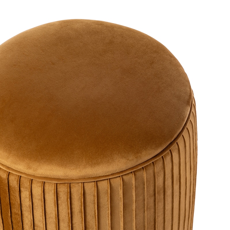 Glitzhome 19"H Velvet Upholstered Storage Ottoman or Accent Stool with Rubberwood Ball Feet