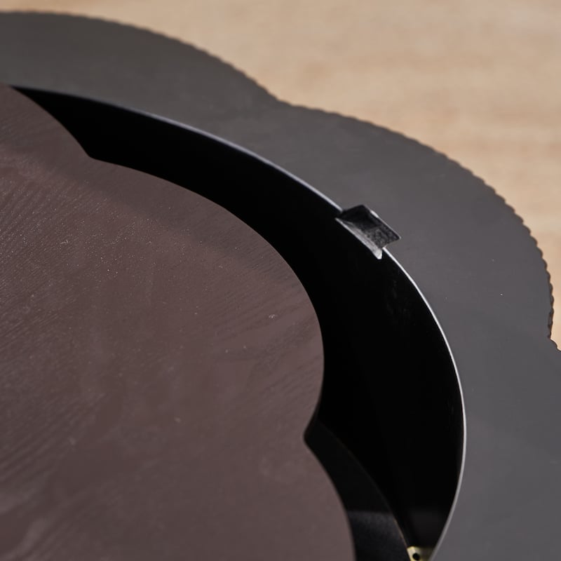 31.50" Flower Shaped Coffee Table with Storage, Wood Veneer & Easy Assembly