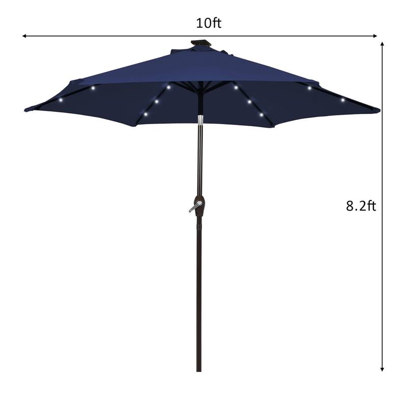Costway 10' Solar LED Lighted Patio Market Umbrella Shade Tilt