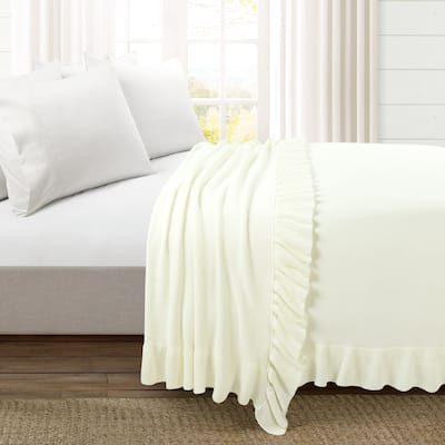 Lush Decor Reyna Soft Knitted Ruffle All-Season Oversized Blanket/Coverlet