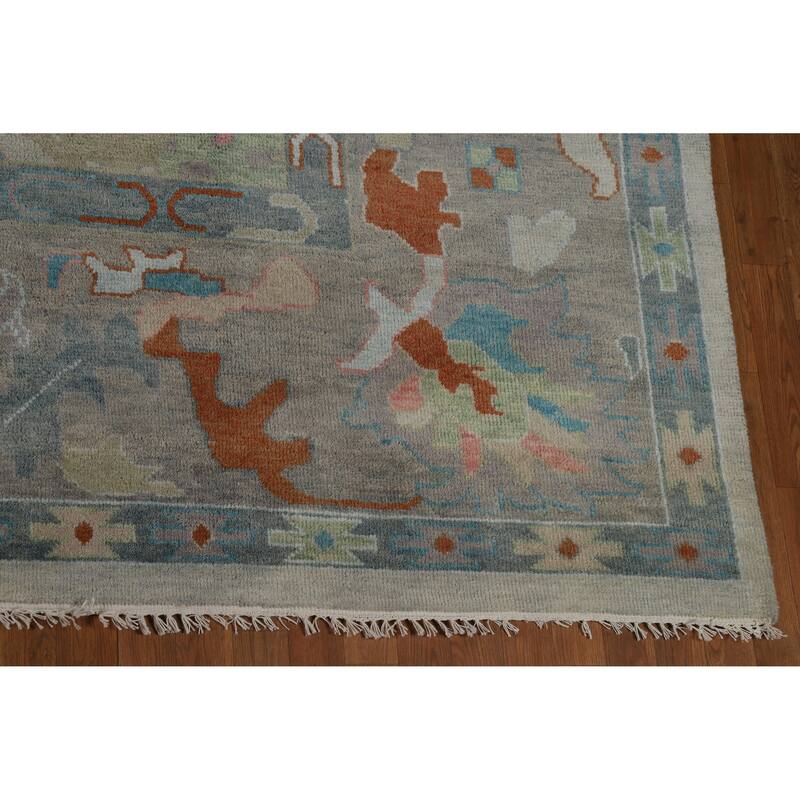 Oushak Indian Large Rug Hand-Knotted Wool Carpet - 11'9" x 15'0"