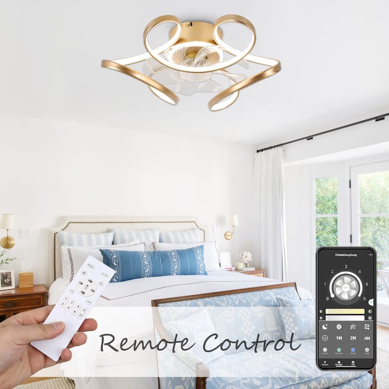 Bella Depot 22“ Low Profile Ceiling Fan with Dimmable Light, 6-Speed Reversible Flush Mount Ceiling Fan with APP Control