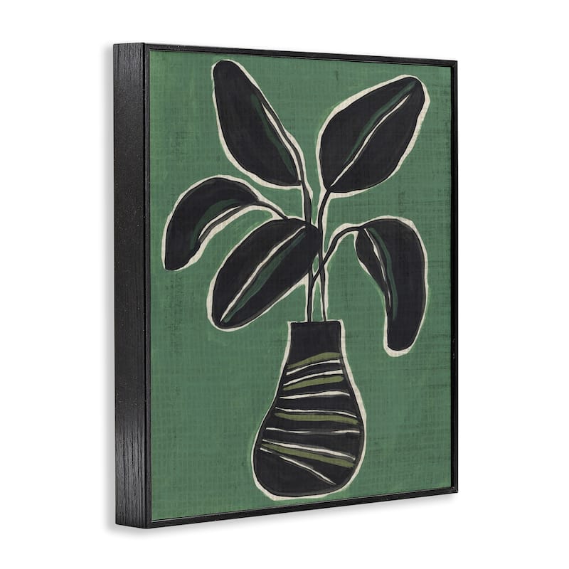 Stupell House Plant on Green Framed Giclee Art Design By June Erica Vess