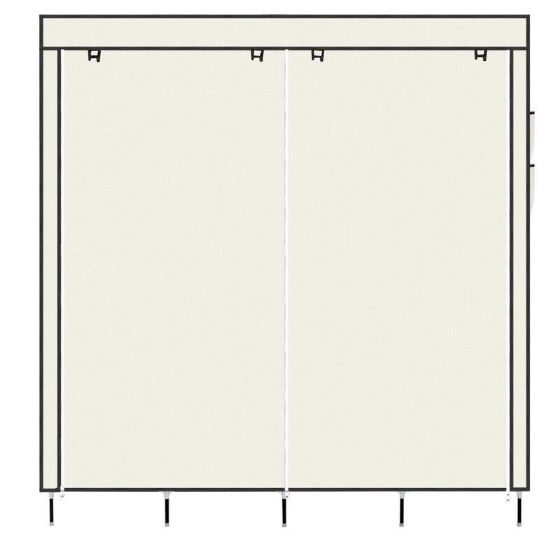 67" Clothes Closet Portable Wardrobe Clothes Storage Rack 12 Shelves 4 Side Pockets,Beige