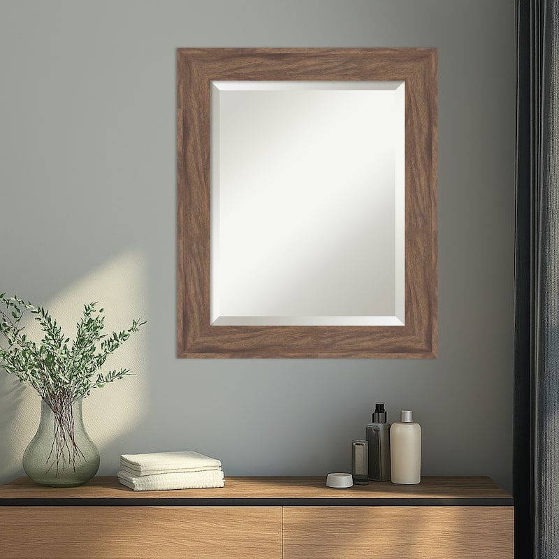 Pia Medium Brown Beveled Framed Wall Mirror - Pia Medium Brown