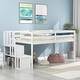 preview thumbnail 1 of 7, Twin Size Pine Wood Loft Bed with Staircase and Fence White
