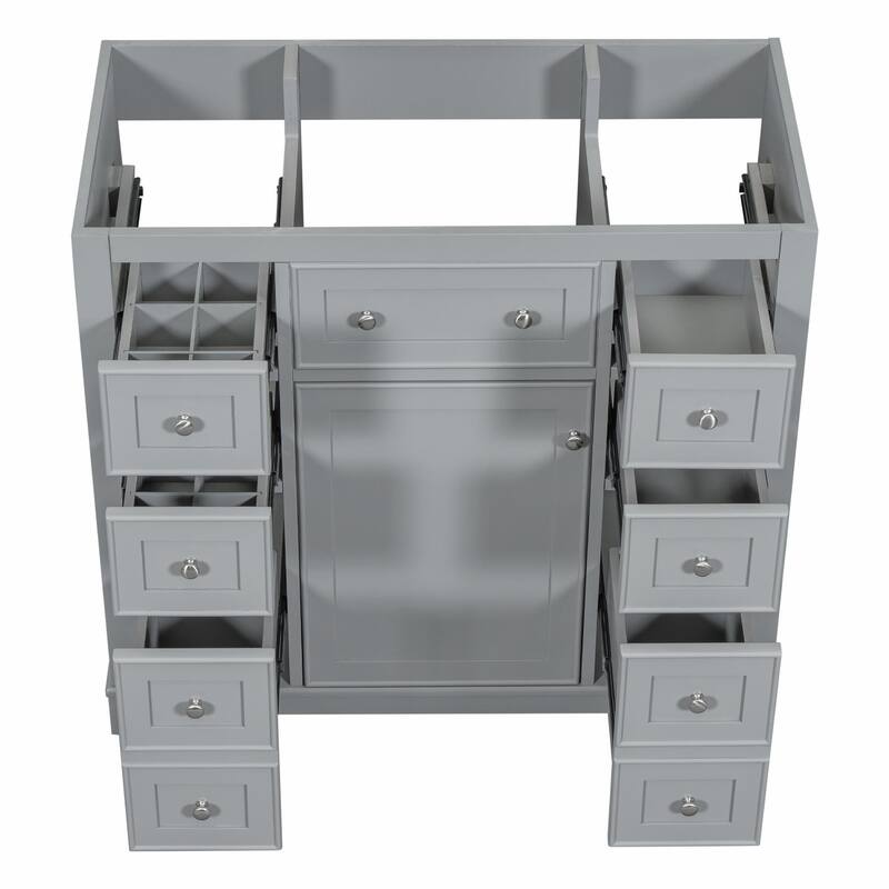 36" Bathroom Vanity with Sink Combo: Cabinet, Six Drawers