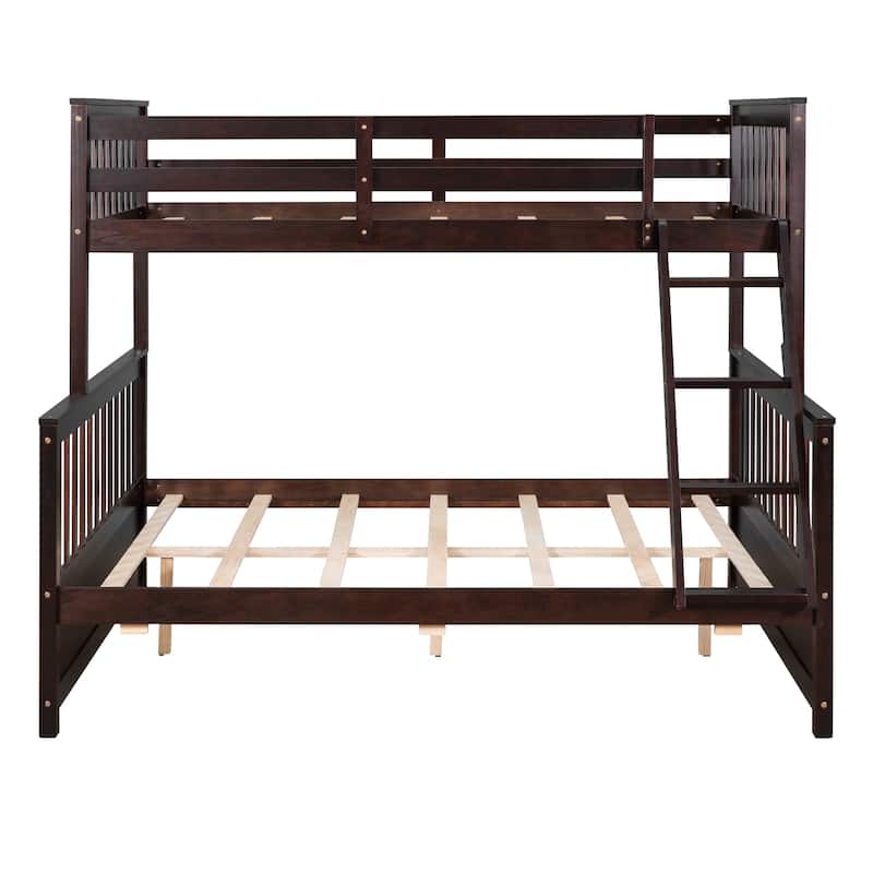 Twin-Over-Full Bunk Bed with Ladders and Two Storage Drawers(Espresso)