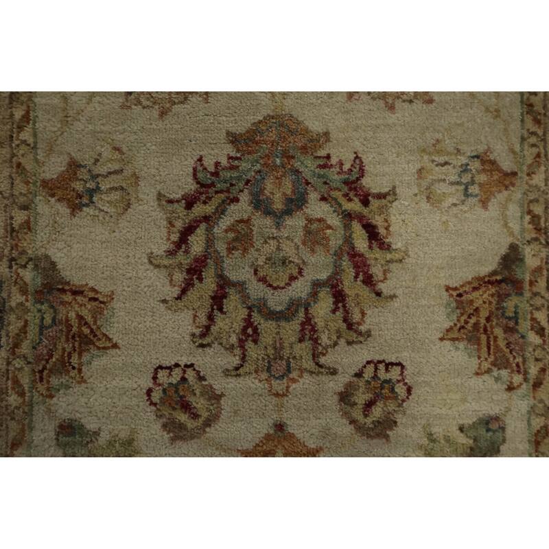 Hand Knotted Oriental 100% Wool Carpet Traditional Floral Beige & Ivories Peshawar Area Rug - 6' 2'' X 2' 7''