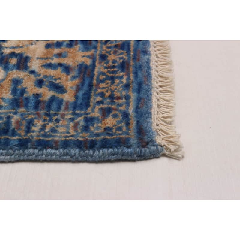 ECARPETGALLERY Hand-knotted Heritage Dark Blue Silk, Wool Rug - 6' 1" x 9' 3"