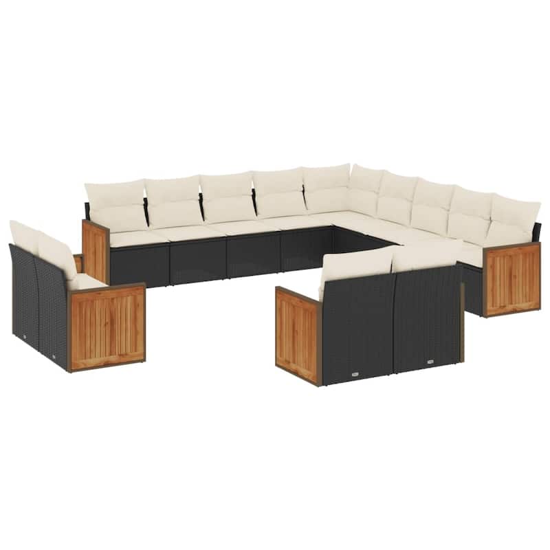 vidaXL Patio Sofa Set with Cushions Outdoor Conversation Furniture Poly Rattan